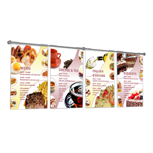Hook-on poster holders on wall-fix horizontal bars